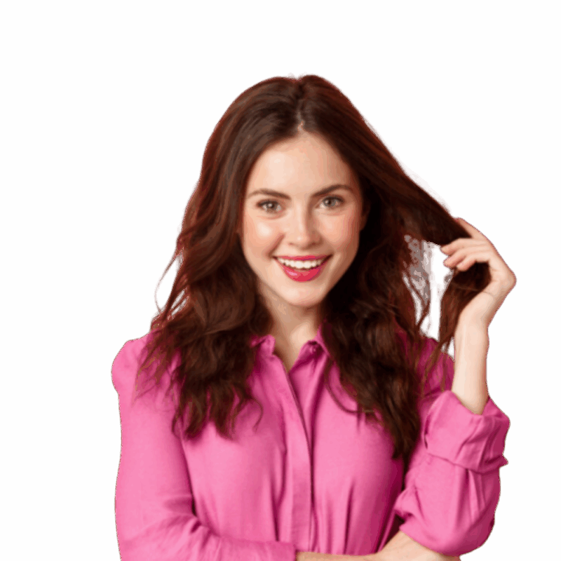 Woman smiling and holding her hair